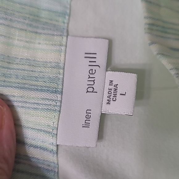 NWT J. Jill Vertically Striped Linen Sleeveless Dress size Large - Picture 3 of 9